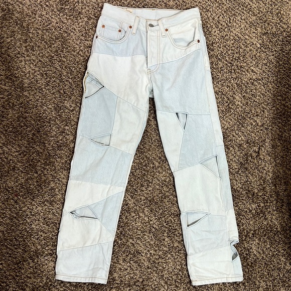 Levi 501 Cutout Cropped High Waisted Jeans - Picture 4 of 11